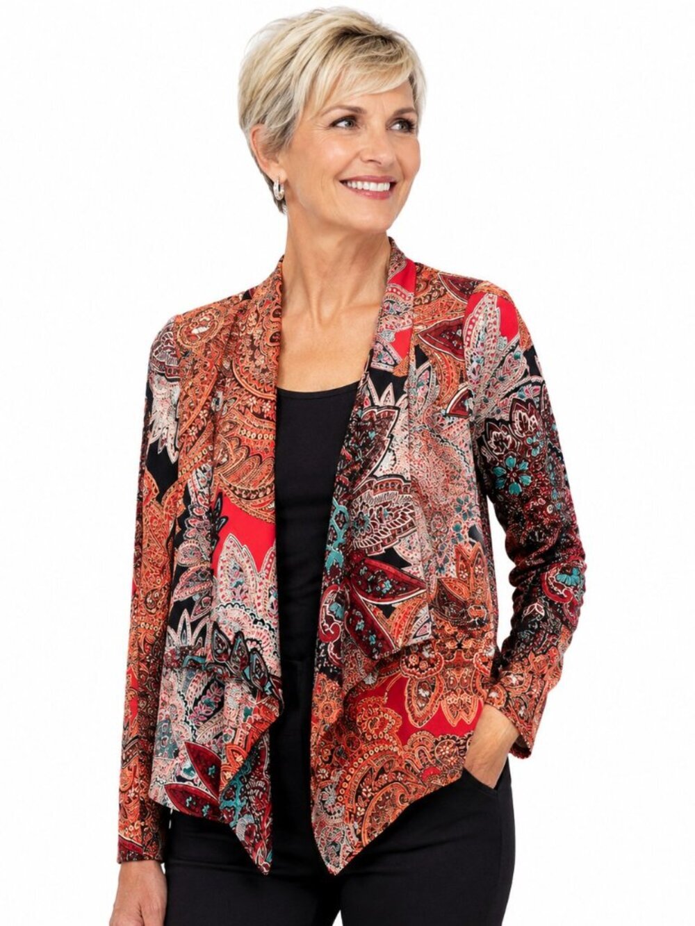Cartonnier Anthropologie Multicolor Abstract Print Waterfall Jacket